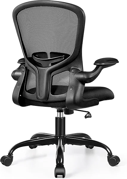 FelixKing Office Desk Chairs, Ergonomic PC Desk Chair with Wheels, Adjustable Lumbar Support and Height, Swivel Computer Chair with Flip-up Armrests, Ergo Mesh Backrest for Working (Black) F