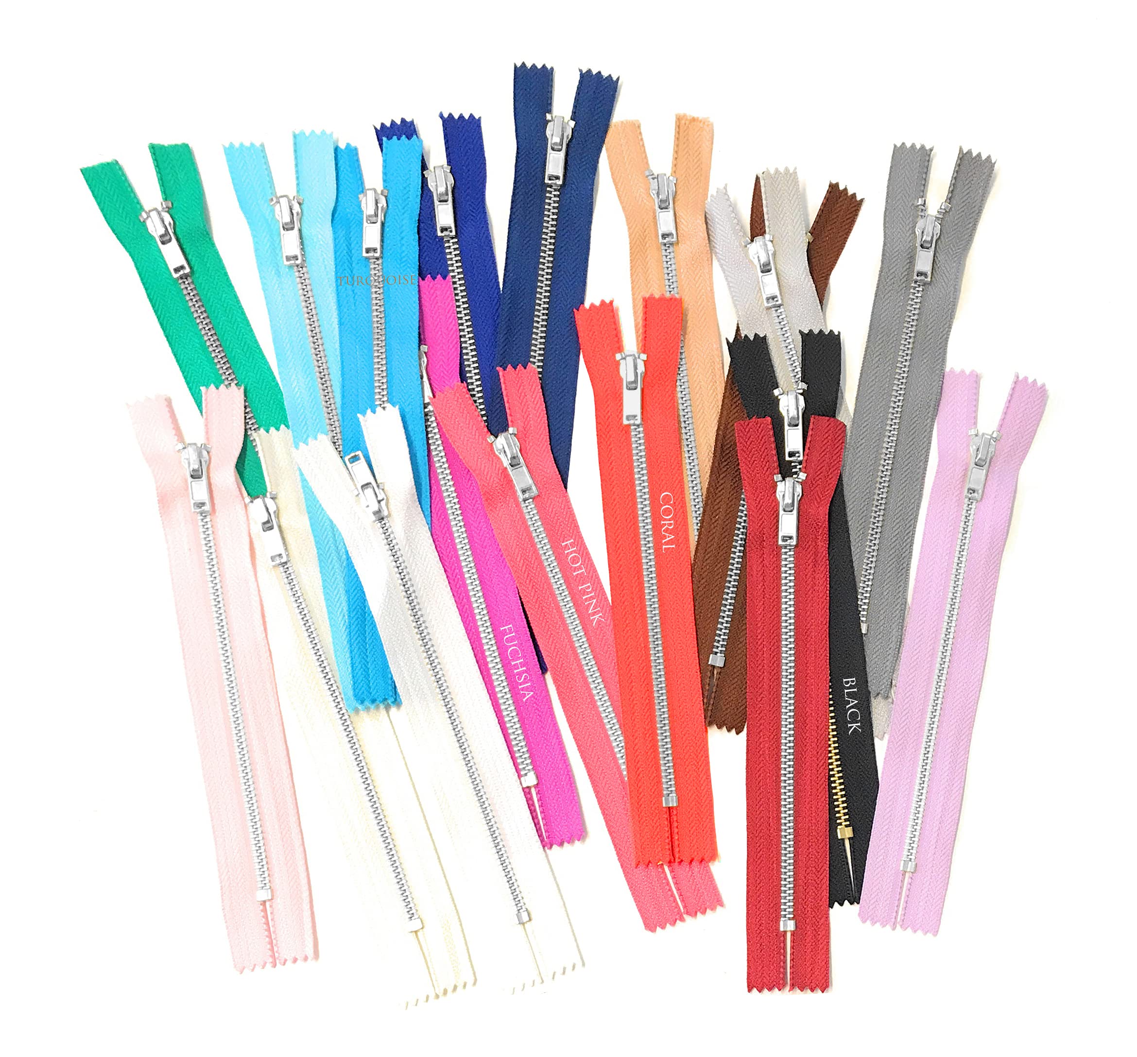 10 pcs Silver Metal Teeth #3 Teeth Zippers - Kyezi Design & Craft (Off White, 6 inch)