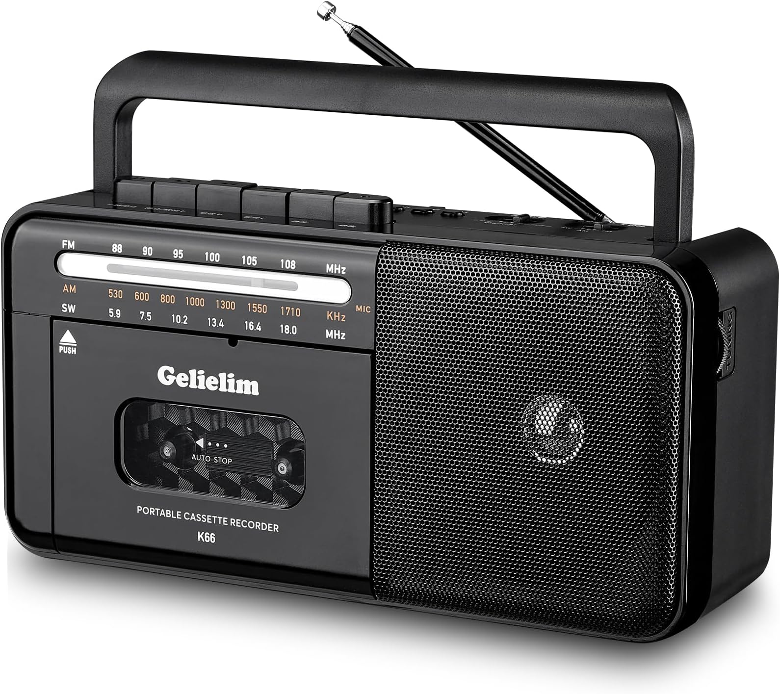 Cassette Tape Player Bluetooth Boombox, Cassette Player AM/FM/SW Radio Stereo, Tape Player/Recorder with 8W Speaker and Earphone Jack, USB/TF Card Player, AC Powered or Battery Operated