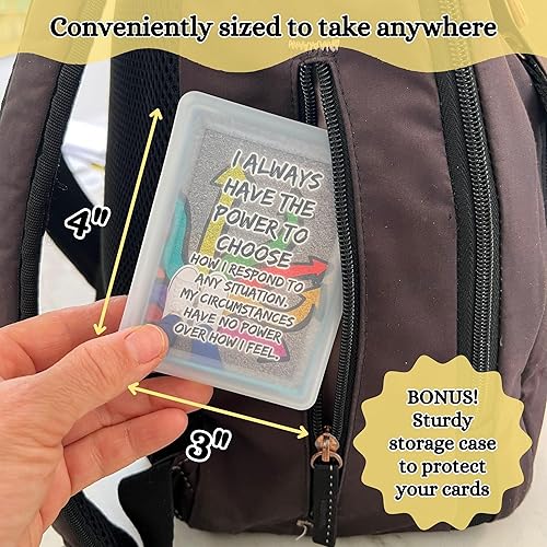 Miniatura 5 de Tarjetas de afirmación positiva para niños y adolescentes, 54 afirmaciones, más de 150 preguntas inspiradoras con caja de almacenamiento, inspira