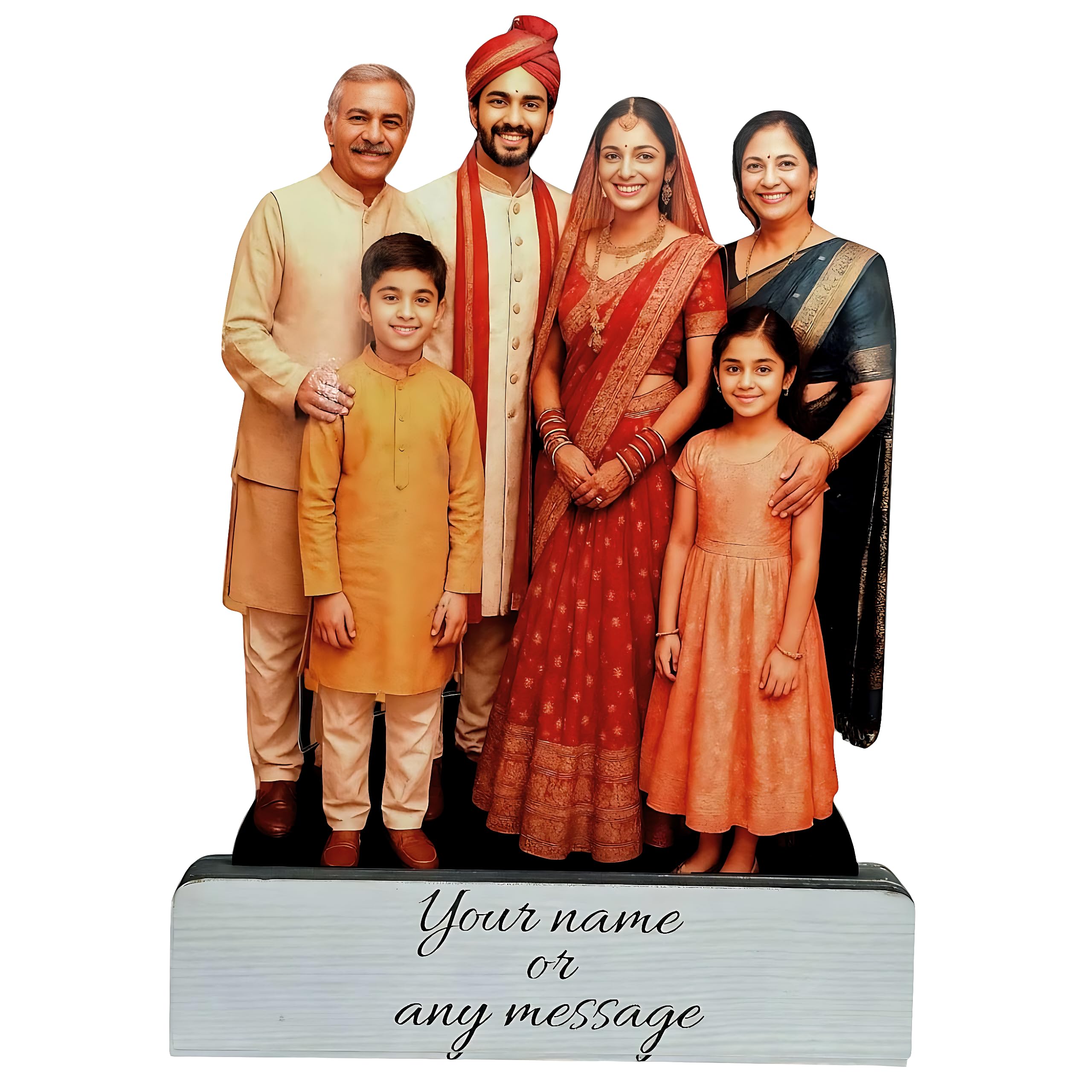 Personalized Wooden Cutout Photo Frame – Customized Picture Display with Name or Message – Unique Gift for Special Occasions (Family)