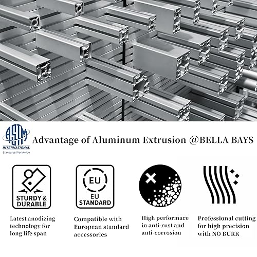 Miniatura 4 de BELLA BAYS 4 unids 11.81 pulgadas 11.811 in 3030 T ranura perfil de extrusión de aluminio estándar europeo anodizado plata anodizado marco guía