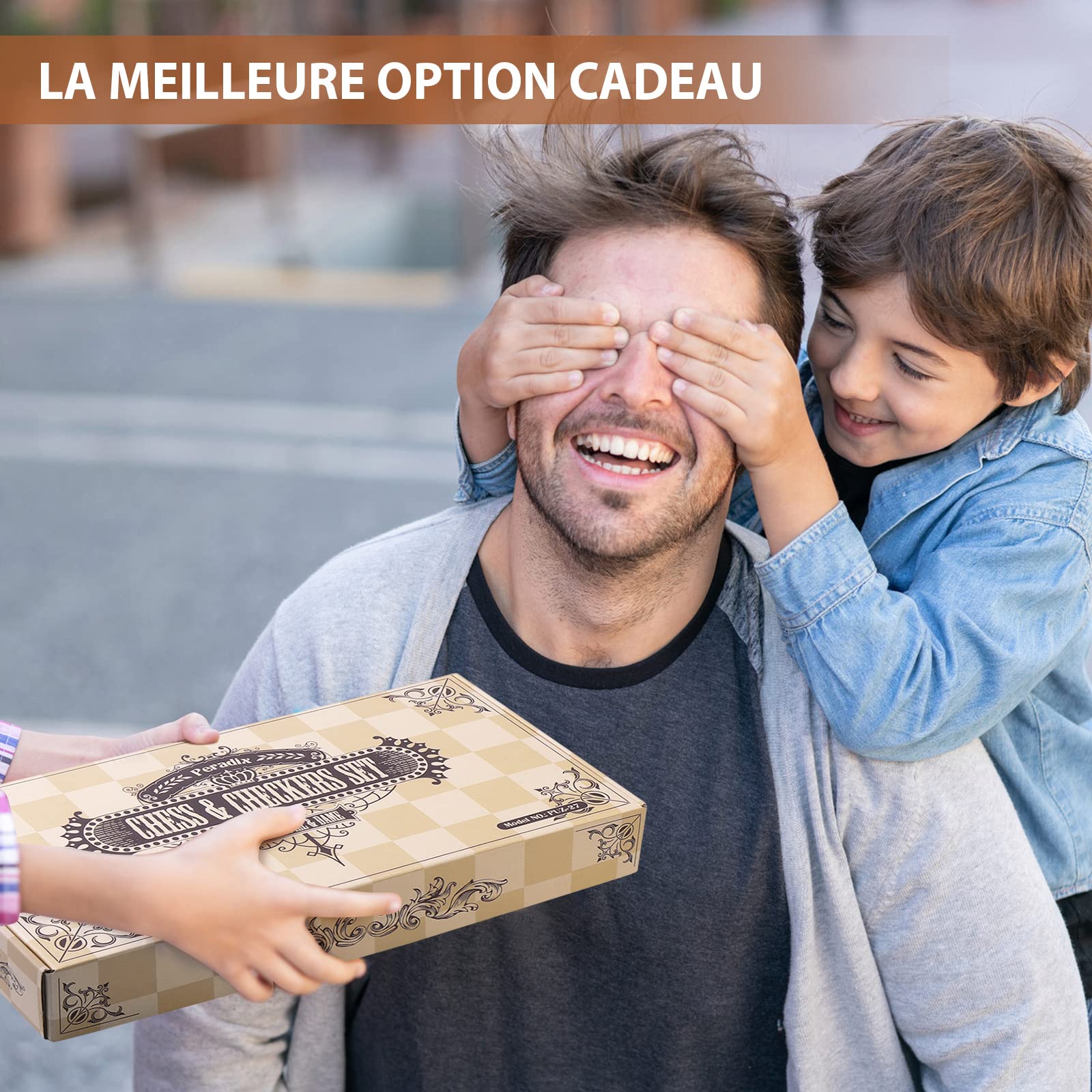 Peradix Jeu d'échecs et Dames 2 en 1 Echiquier en Bois Magnétiques, avec Double Dames, Pour Voyage Pliables, Jouets et Cadeaux de Jeux Éducatifs pour Adultes et Enfants (38 X 38CM)