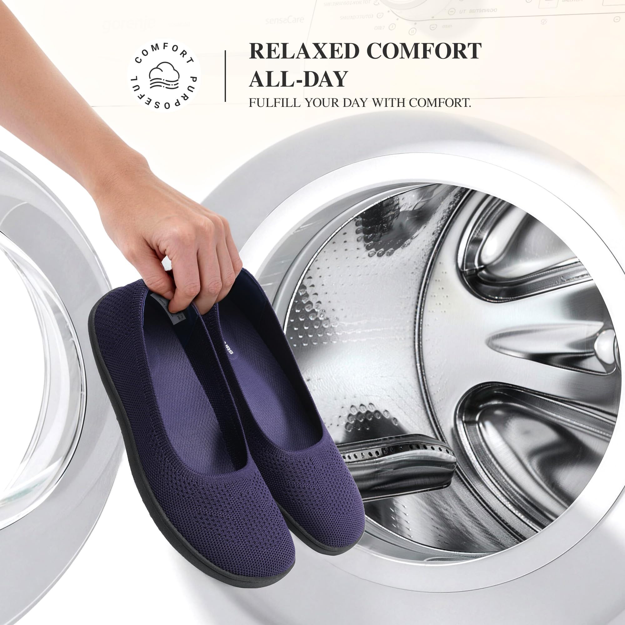 DREAM PAIRS Ballerines Femme Confortables Chaussures Plates Femme Souples Ballerines Maille Respirantes Chaussures Ville Pliables Antidérapantes Soutien Voûte Plantaire Bout Large