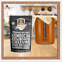 Vista 2 de Kombucha Essentials Kit – Incluye Kombucha Orgánica USDA SCOBY + tarro de fermentación de vidrio de 1 galón con cubierta transpirable + tiras de pH