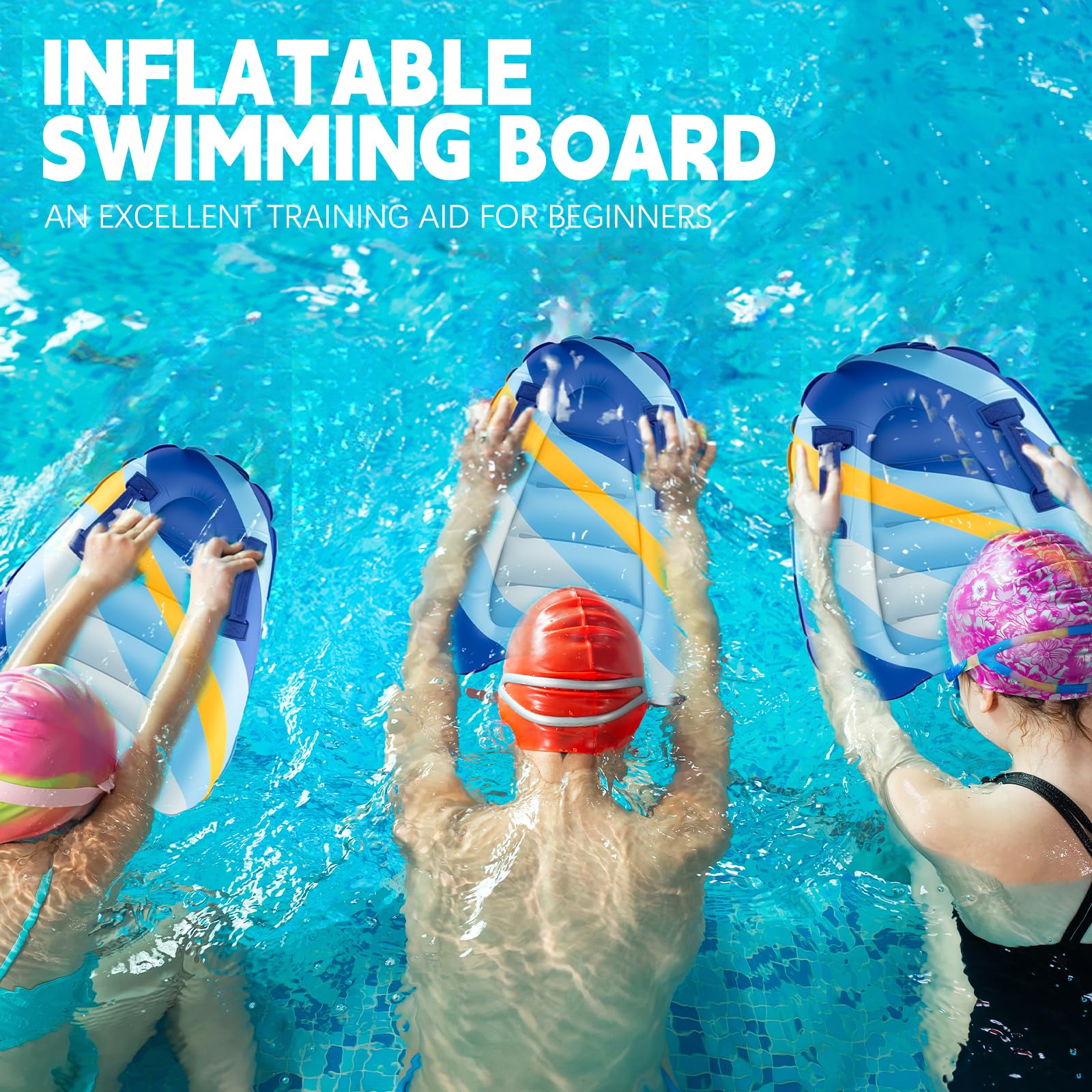 Bodyboard Gonflable pour Enfant, Shyllin Planche de Surf Gonflable avec Poignées, Planche de Natation Portable, Planche Flottante Piscine, pour Plage Surf Piscine Natation Été Sports Nautiques