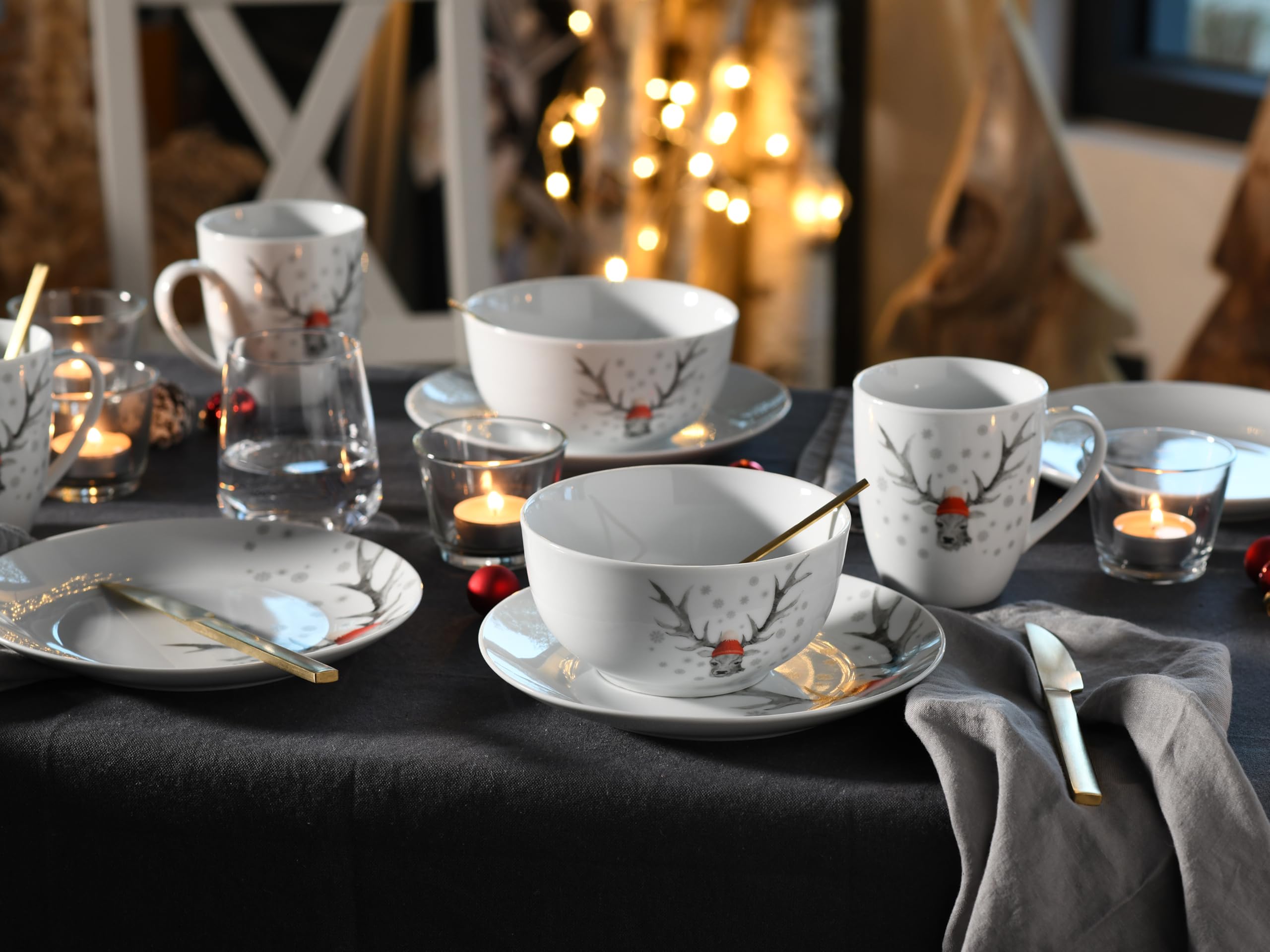 CreaTable, 21498, seria księżycowa, zestaw 18 sztuk, dla 6 osób, kasza z porcelany, do mycia naczyń i mikrowellengeeignet, jakość