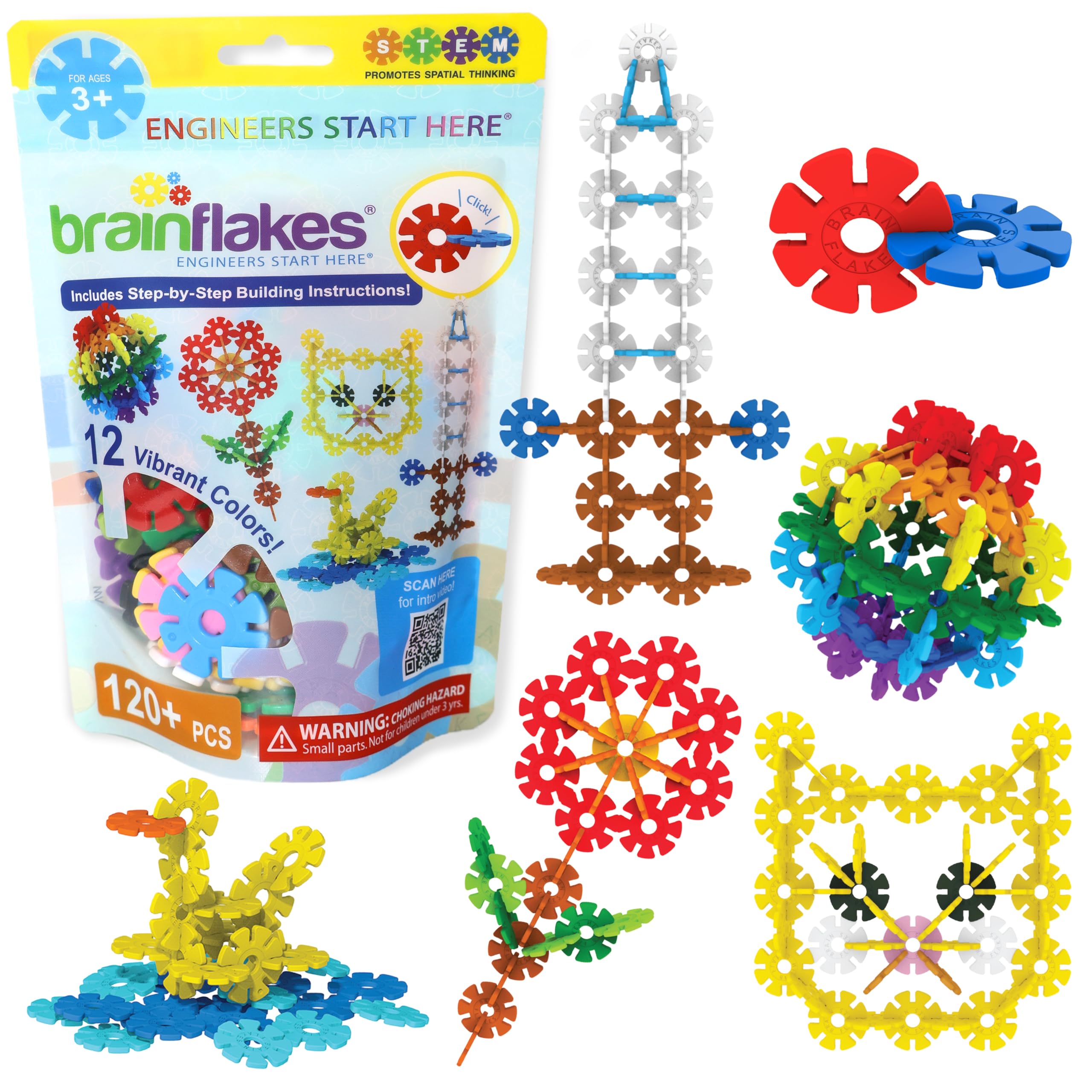Brain Flakes Starter Set Multicolor (12 Colors) - 120 Pieces - Resealable Pouch
