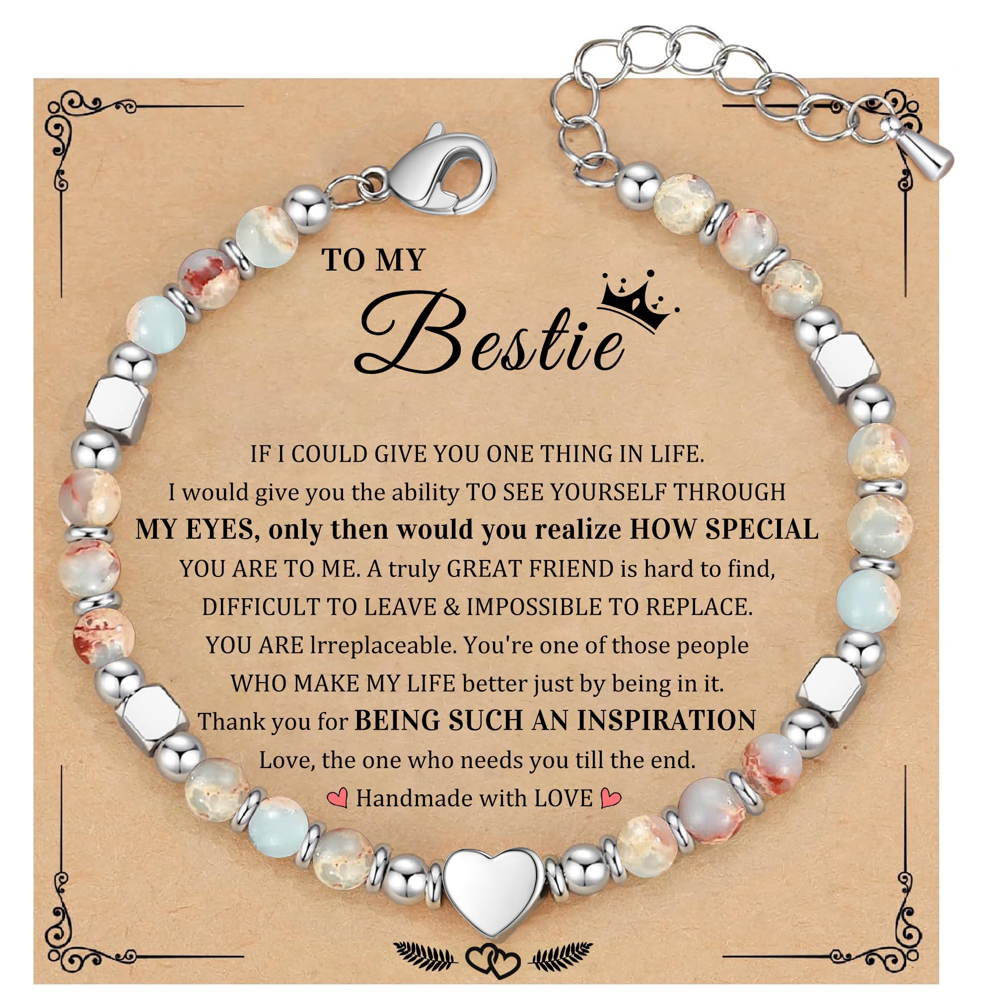 Best Friend Bracelet Gifts for Women Sister Bestie, Christmas Gift for Teens Mom Daughter Granddaughter Birthday Gift for Her Stocking Stuffers