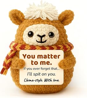 Krinisou Crochet Llama Figurine - Funny 'You Matter to Me' Positive Animal, Cute Handmade Birthday Valentine's Gift for Bestie or Partner