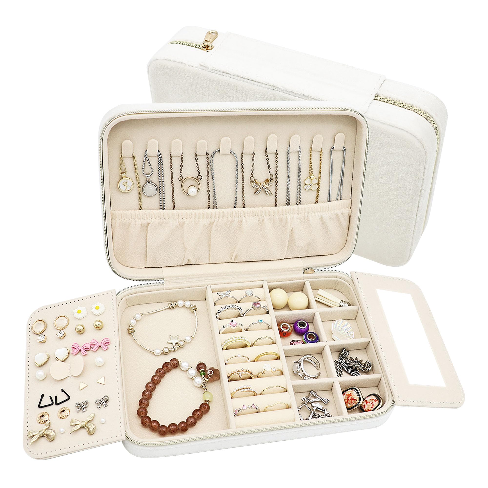 Portagioie Da Viaggio In Pelle PU 2 Strati - Scatola Organizer Per Anelli, Orecchini E Collane - Impermeabile E Portatile, Regalo Perfetto Per Lei - 6