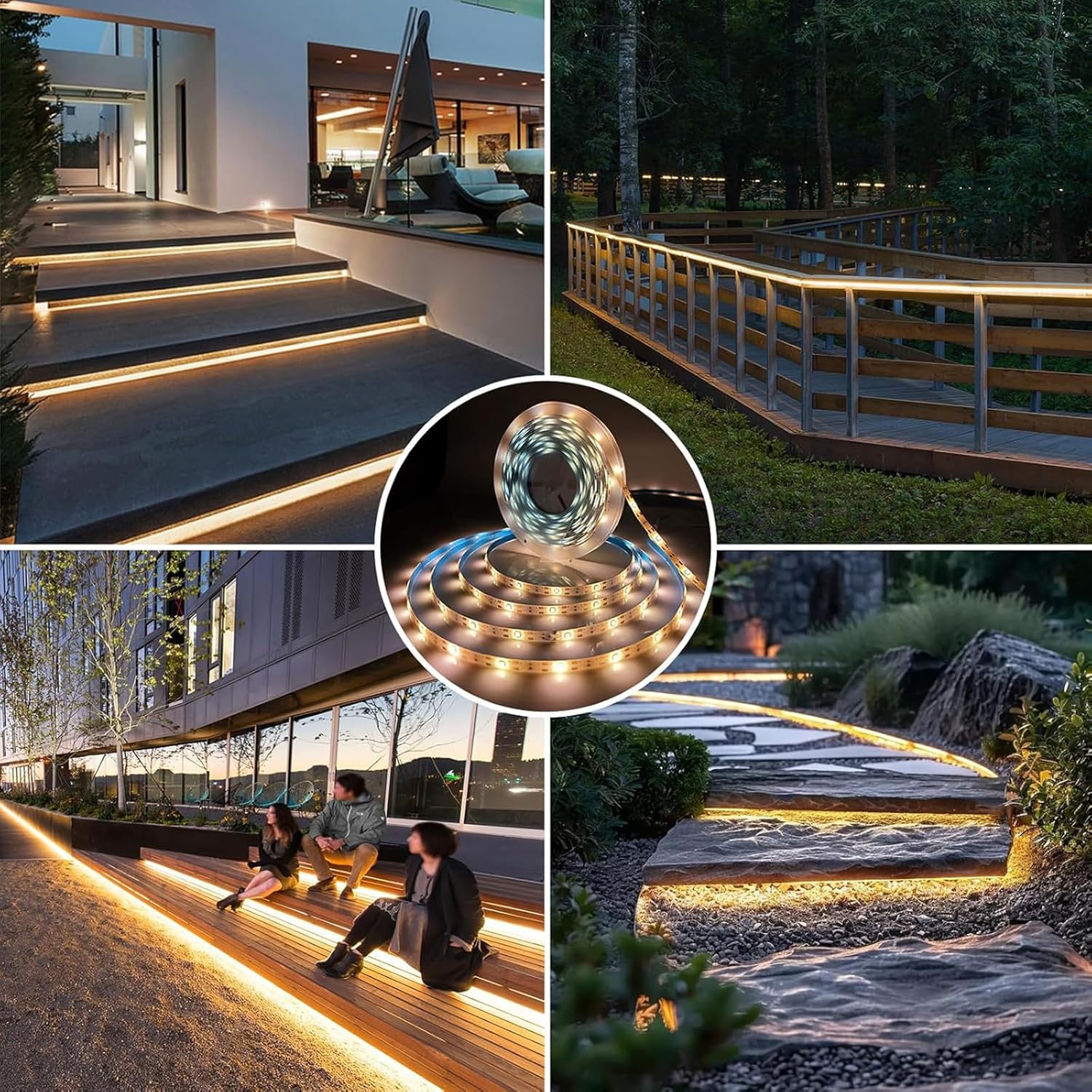 Solar LED Strip Lights Outdoor Solar Powered Rope Light Waterproof 10FT Cuttable Tape Lighting with 8 Modes for Fence, Outside, Stair, Step, Yard, Pool, Camping, Party, 1 Pack
