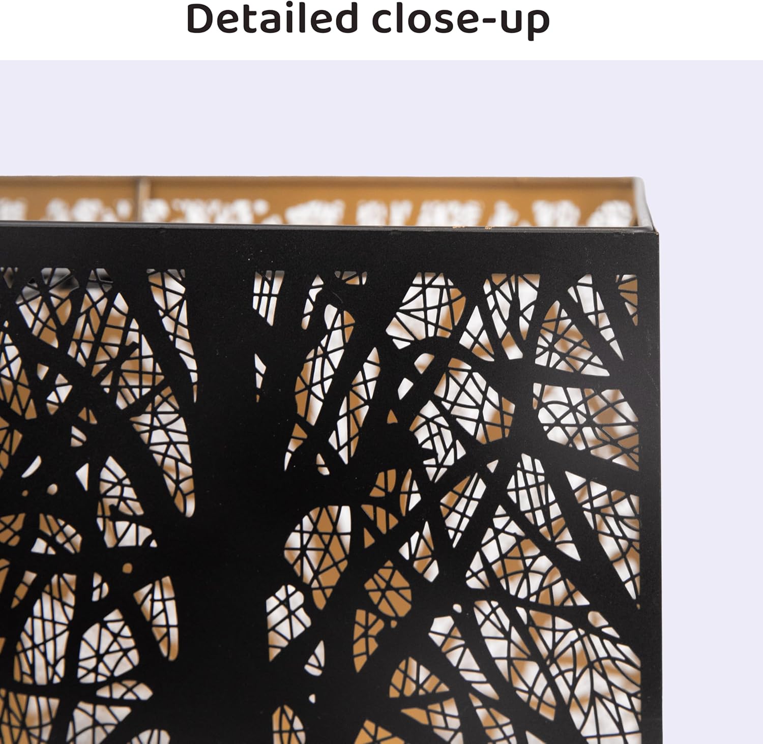 Large decorative spiderman Lamp Shade, Metal rectangular lamp shade,unique lamp shade,boho lamp shades for floor lamps,Etched Forest Tree Design, 6.8 x 12.5 x 8 inches, Black with Gold Interior