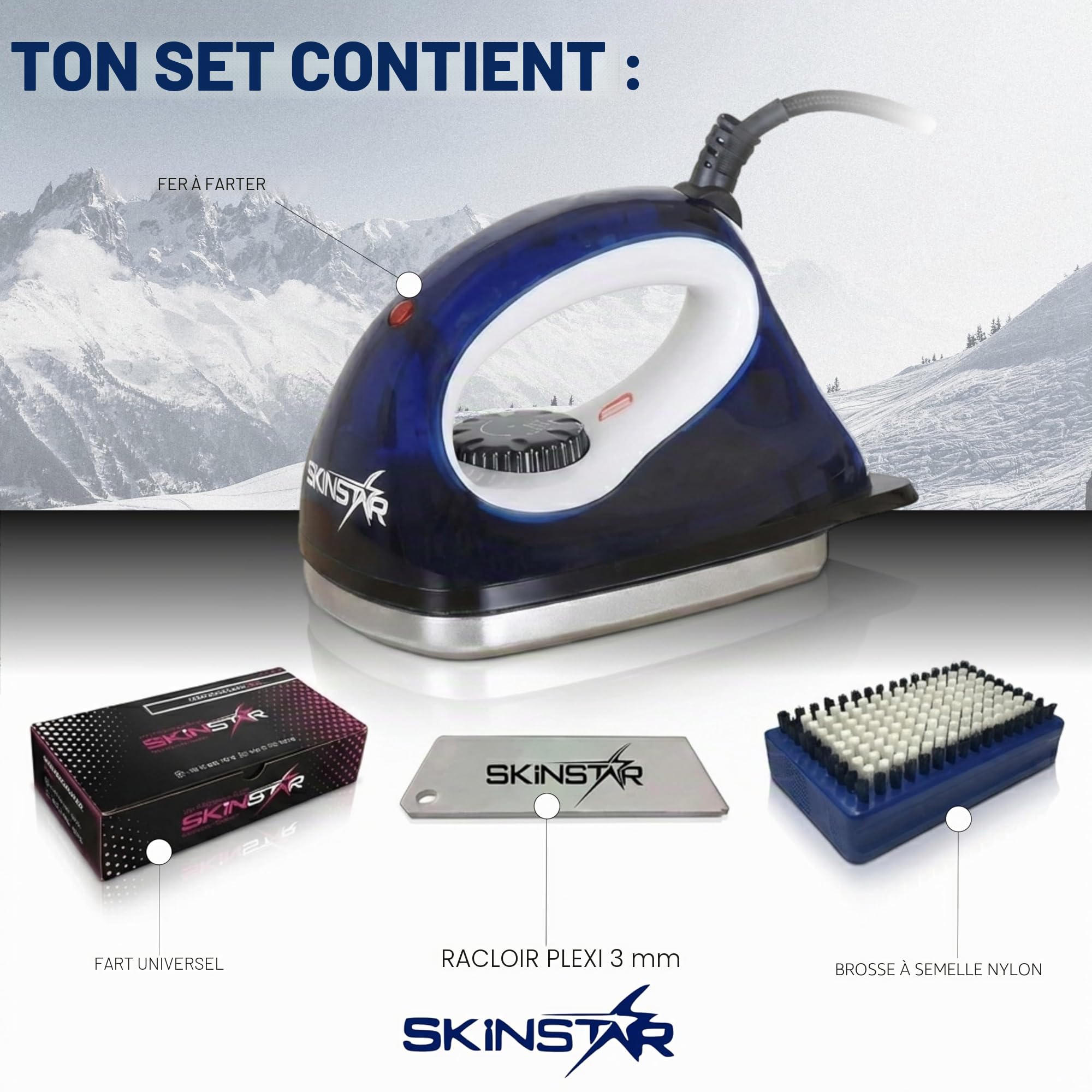 Skinstar Starter Ski Set de cire, fer, brosse à cire