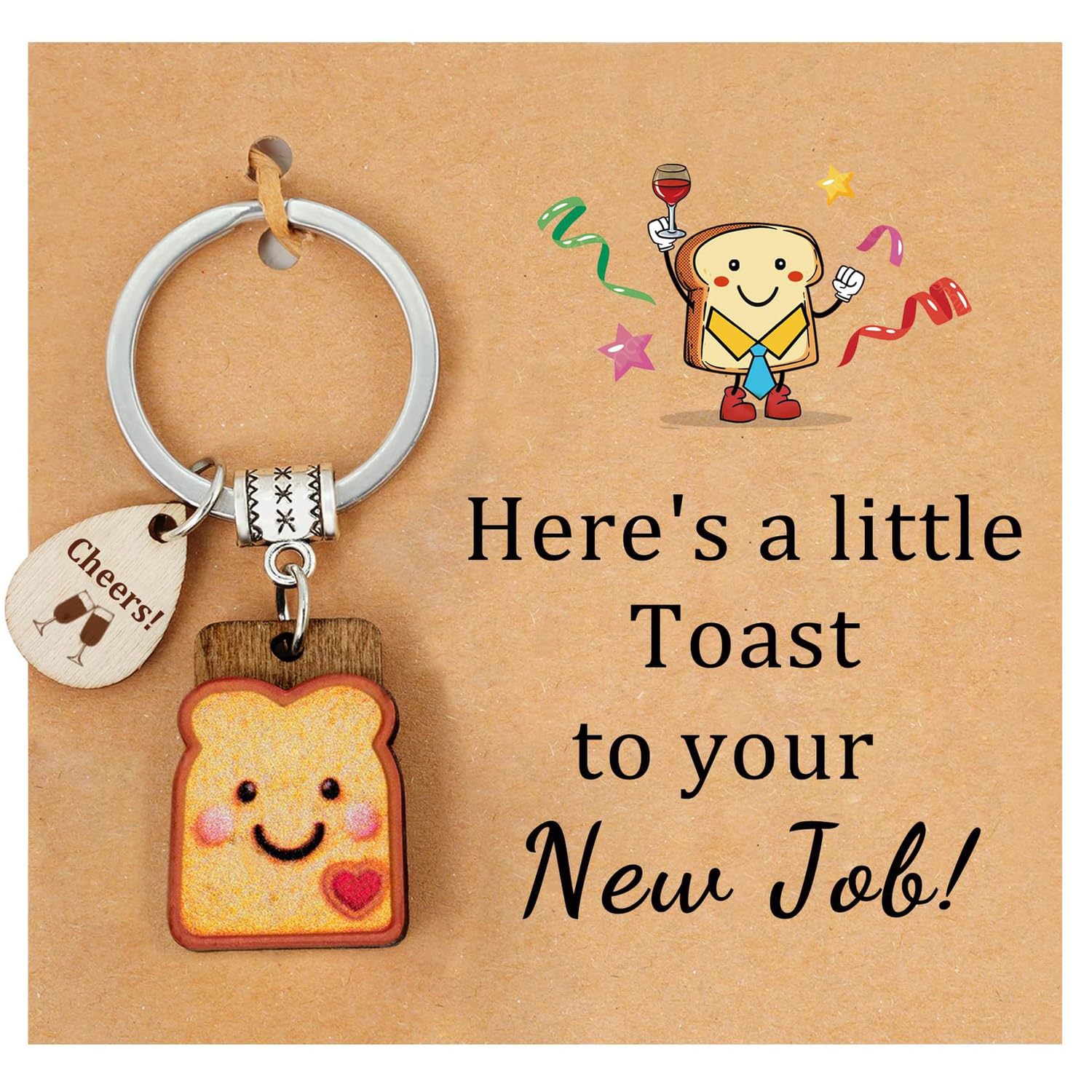 New Job Keychain Gift, Good Luck Toast Keyring Gifts Leaving Gifts for Colleague Women Keyring New Job Gifts Retirement Gifts for Women Thank You Gifts for Nurse Teacher Mentor Enjoy The Next Chapter