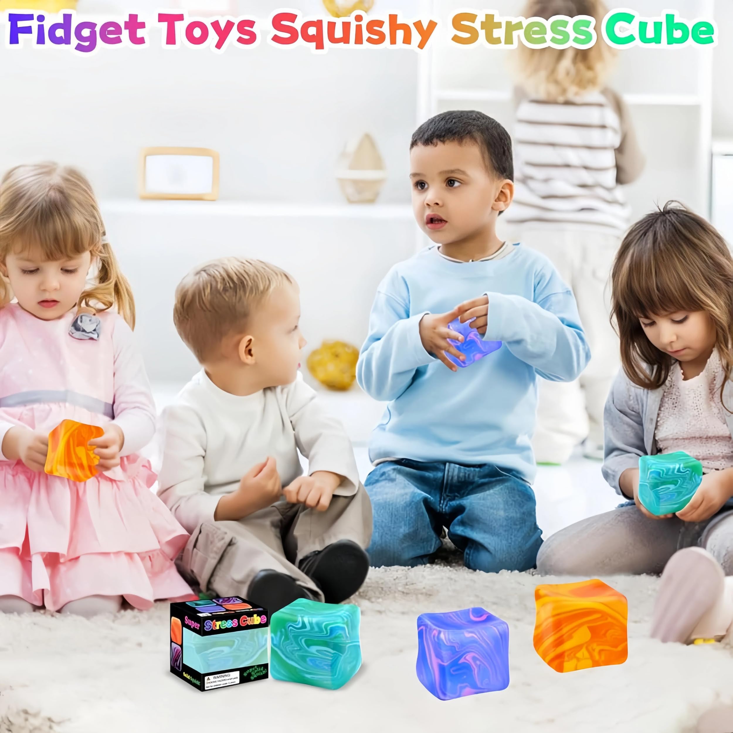 Squishy Stress Cube Toy – 5CM Ice Squeeze Ball, Sensory Toy for Kids, Teens & Adults, Fidget Toy for Stress, Anxiety & Focus (Blue) — view 7