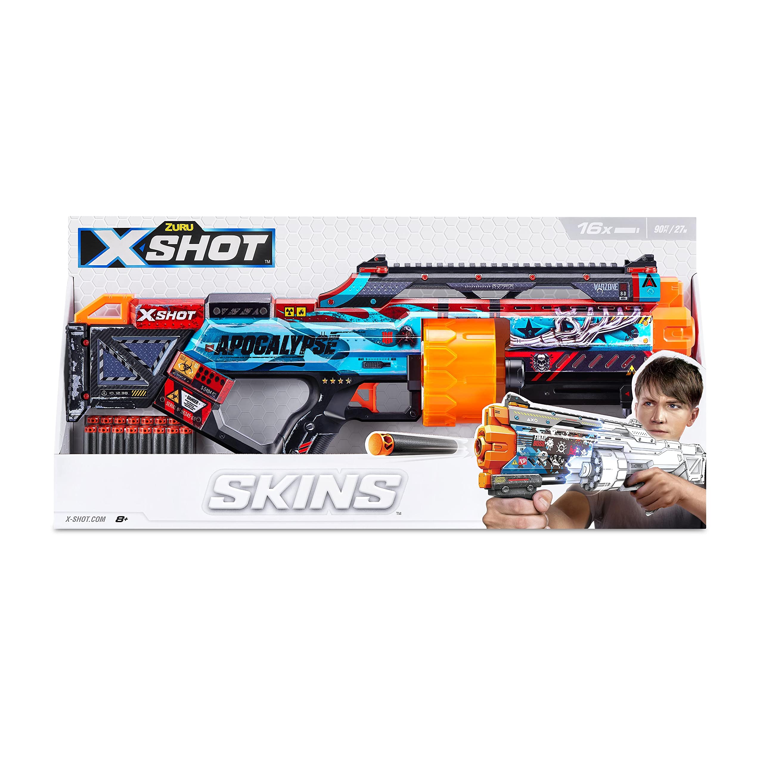 X Excel Skins Last Stand Apocalypse, Fire distances of up to 27m / 90 feet, 14X Air Pocket Technology Foam Darts, XS-36518_040664