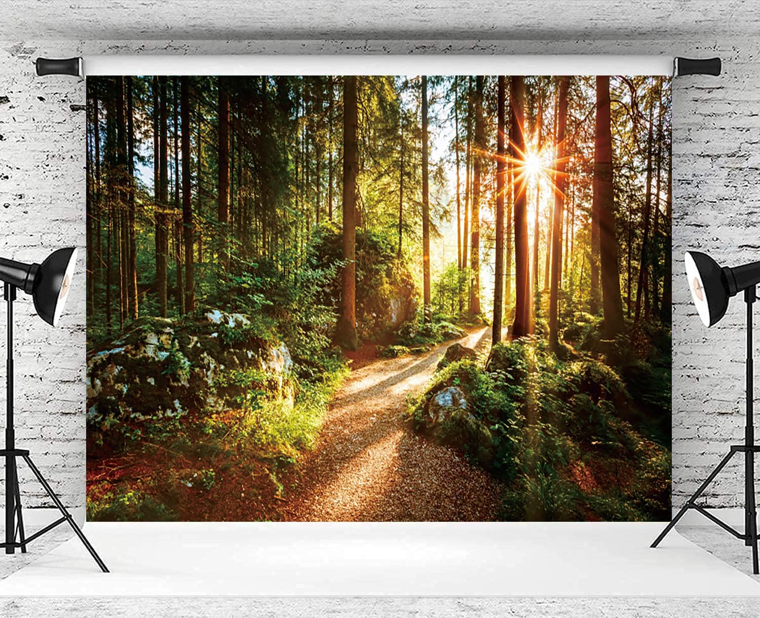 Forêt Toile de Fond 3x2,5 m, Nature Vert Jungle Forêt Paysage Naturel Soleil Camping en Plein air Vinyle Fond de Photographie Anniversaire bébé Douche fête Photo Studio Accessoires