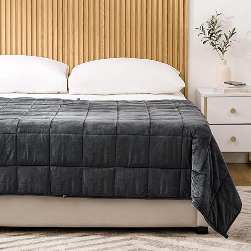 Miniatura 5 de HBlife - Manta con peso de forro polar para adultos, manta de cama gruesa y afelpada de 15 libras con certificación Oeko-Tex, manta pesada