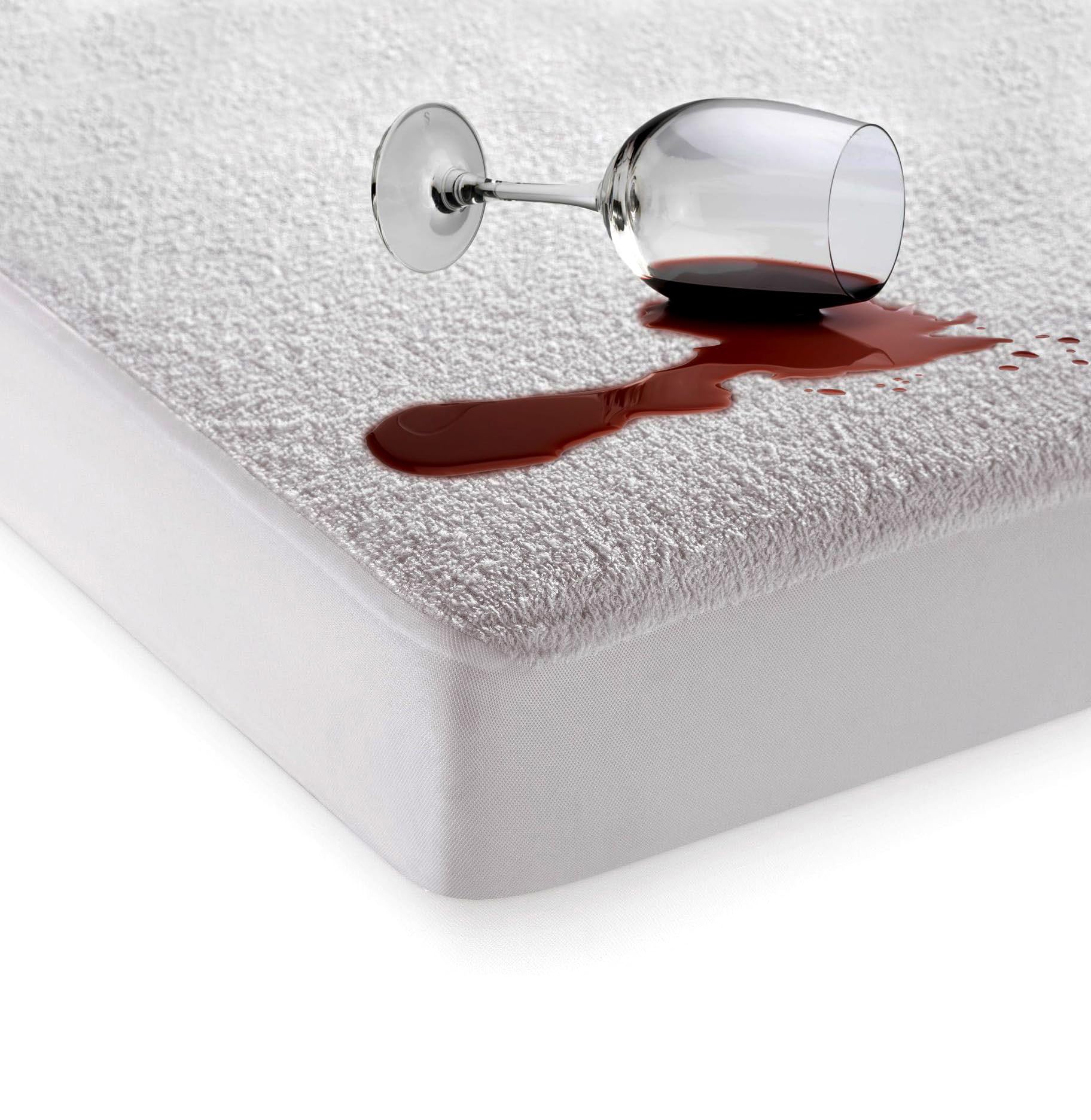 Qatan White Waterproof Mattress Protector 100% Terry Top Cotton - Single (92X190) Fits Up To 35 Cm Extra Deep Fitted Bed Sheet Topper Cover Breathable Non Noisy Anti Bacterial Material