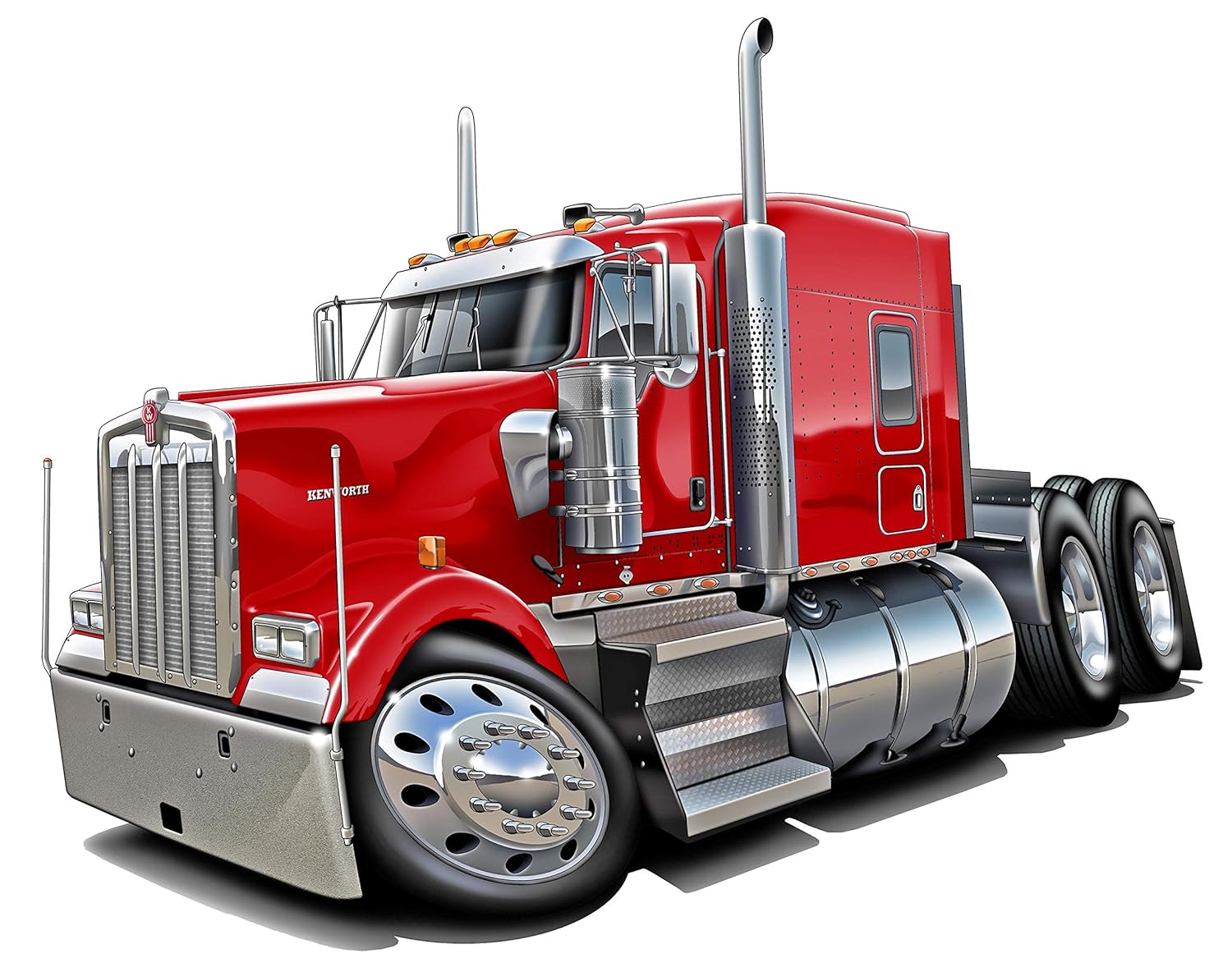 Kenworth W900 Big Rig Cartoon Truck Wall Graphic 2ft Long Decal Sticker Man Cave Garage Decor Boys Room Decor
