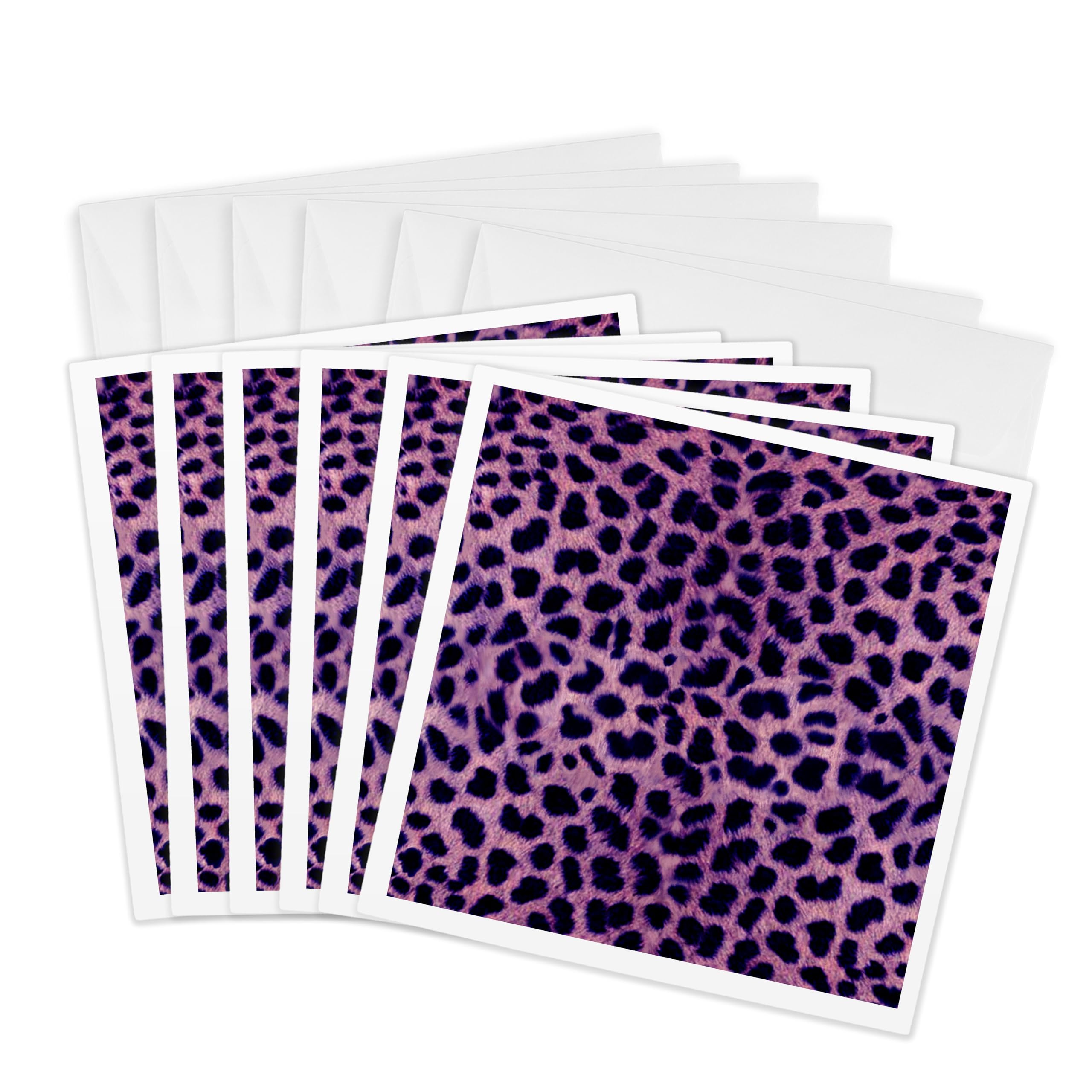 3Drose Purple Cheetah Animal Print - Greeting Cards, 6 by 6-inches, Set of 6 (gc_20342_1)