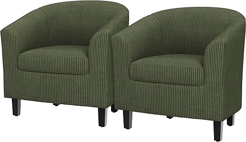 Miniatura 60 de Topeakmart Silla de club de piel sintética, moderna silla decorativa y acogedor sillón de barril con patas resistentes para sala de estar, Negro