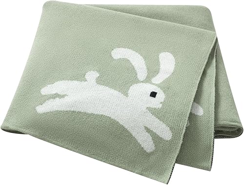 Miniatura 14 de Hadetoto Mantas de bebé para niños y niñas, mantas de algodón de punto para recién nacidos, manta de recepción de ganchillo neutro, esenciales