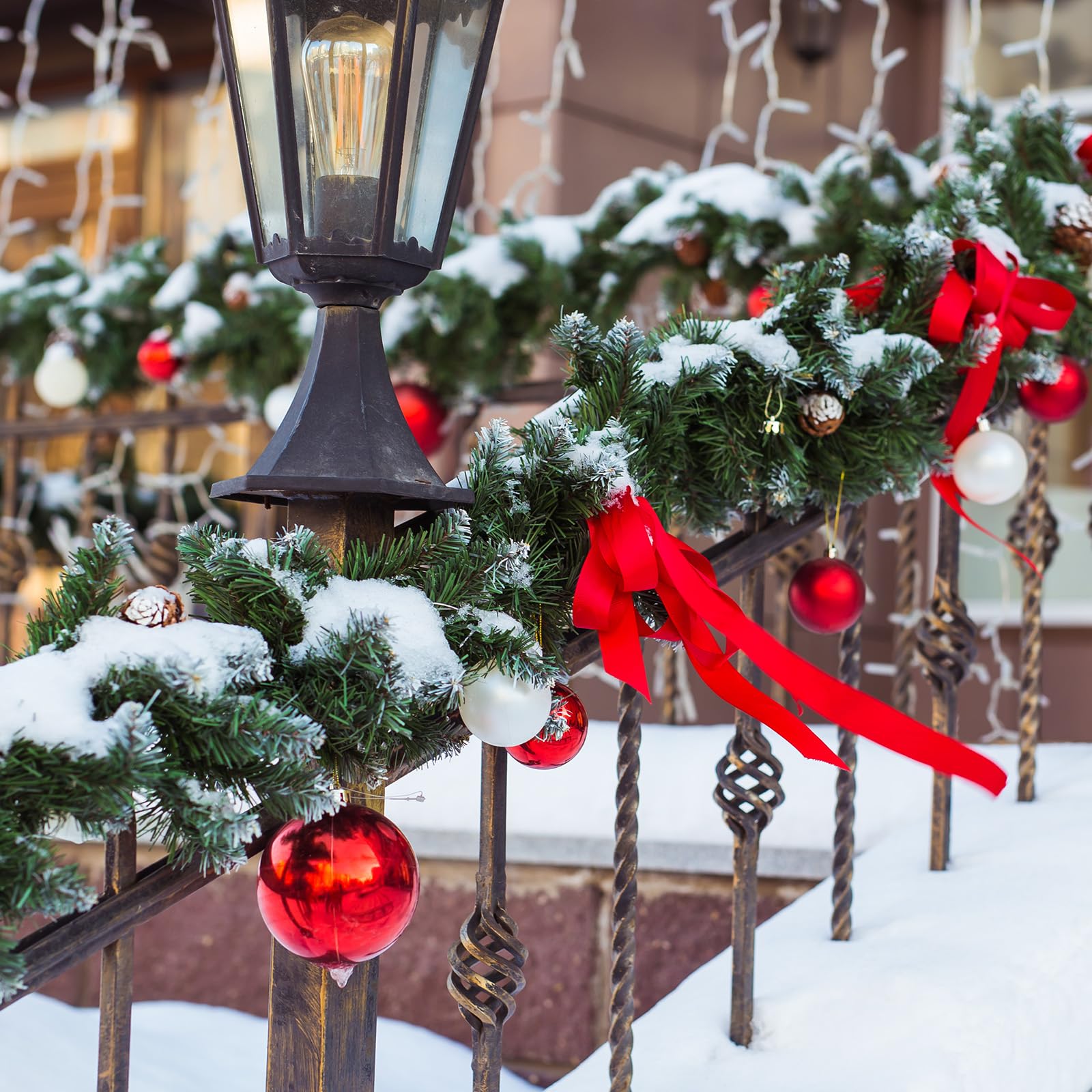 270cm (9ft) Schneespitze Grün Girlande Weihnachten für Home Dekoration, Künstliche Girlanden für Weihnachtsbaum Treppen Kamine Garten Dekor Kaminsims Weihnachtsdekoration