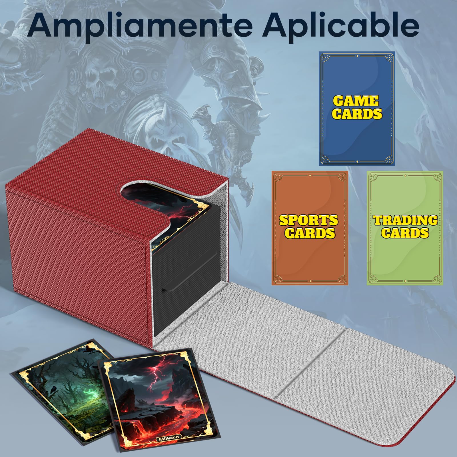 Mlikero 4 Pack Deck Box de Gran Tamaño y Apta para 100+ Cartas de una Sola Manga con 4 Divisores, Caja Carta Deckbox, Caja carta de Cuero de Calidad para Card Coleccionables