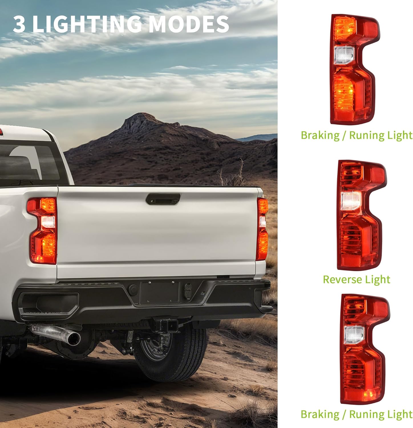 AUTOSAVER88 Tail Light Assembly Compatible with 19-23 2019 2020 2021 2022 2023 Chevy Silverado 1500 2500HD 3500HD Red Clear OE Replacement Taillights with Bulb and Harness - Passenger Side