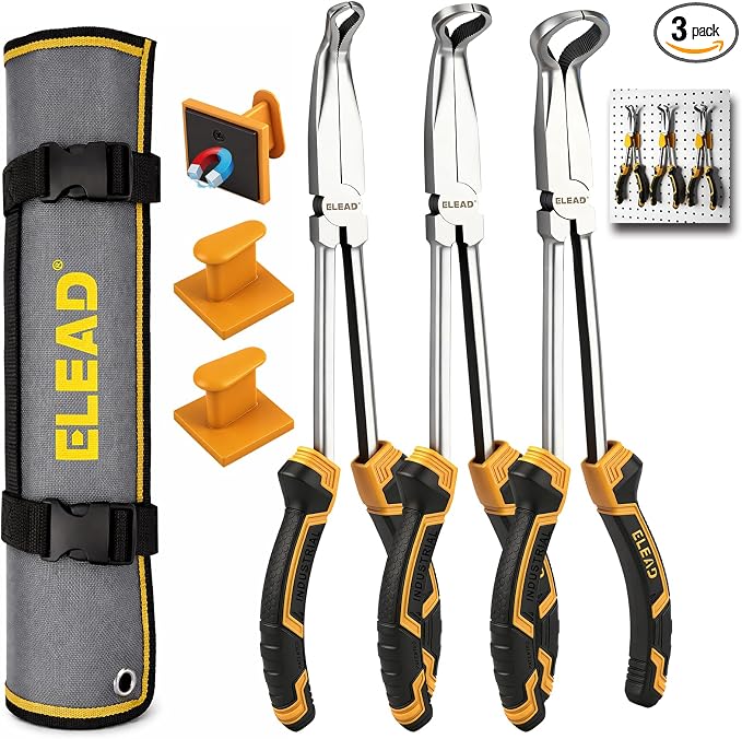 3-Piece 11" Hose Gripper Plier Set, Long Reach Hose Gripping