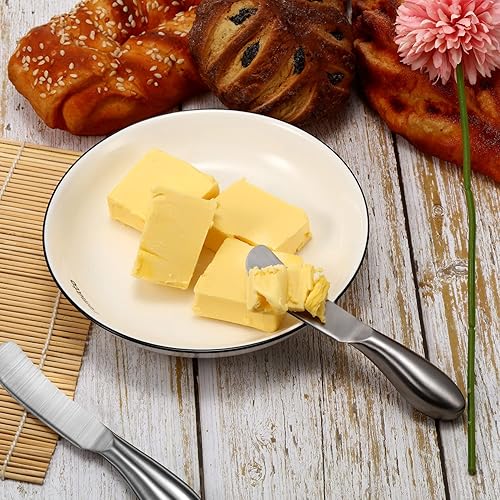 Miniatura 4 de Mudder 8 cuchillos de mantequilla, cuchillo esparcidor de queso de acero inoxidable, utensilios de esparcidor de mantequilla para hacer pastelería