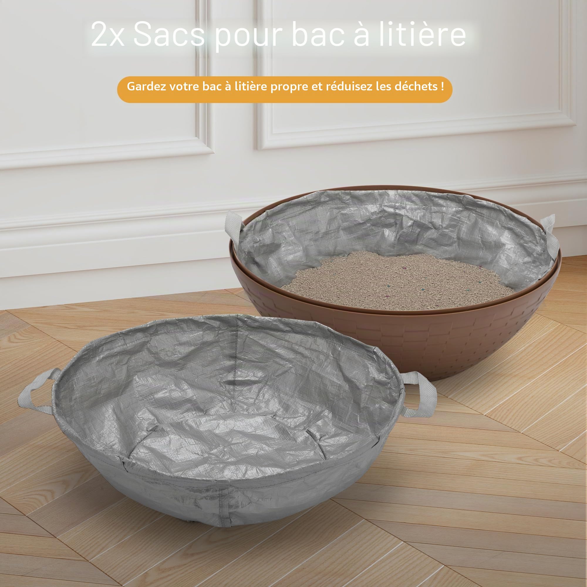 Bac à litière multifonction avec couvercle - Avec semelles en plastique pratiques - Convient à la plupart des chats - Choix idéal pour les appartements et les bureaux - Marron