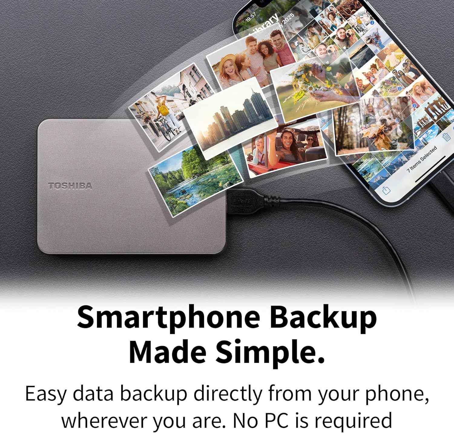 Toshiba Canvio Flex HDTX240ESCCA przenośny zewnętrzny dysk twardy 5.9 cm (HDD) do komputerów Mac, Windows PC, smartfonów i tabletów, kompatybilny z większością urządzeń USB-C i USB-A, ciepły srebrny