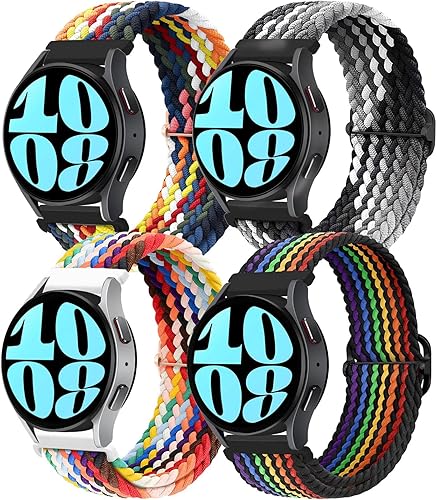 4 Pack 20mm Braided Elastic Bands for Samsung Galaxy Watch 66 Classic 40mm 44mm 43mm 47mm Solo Loop Band, Adjustable Stretchy Nylon Fabric Sport 4 Pack 20mm Braided Elastic Bands for Samsung Galaxy Watch 66 Classic 40mm 44mm 43mm 47mm Solo Loop Band, Adjustable Stretchy Nylon Fabric Sport