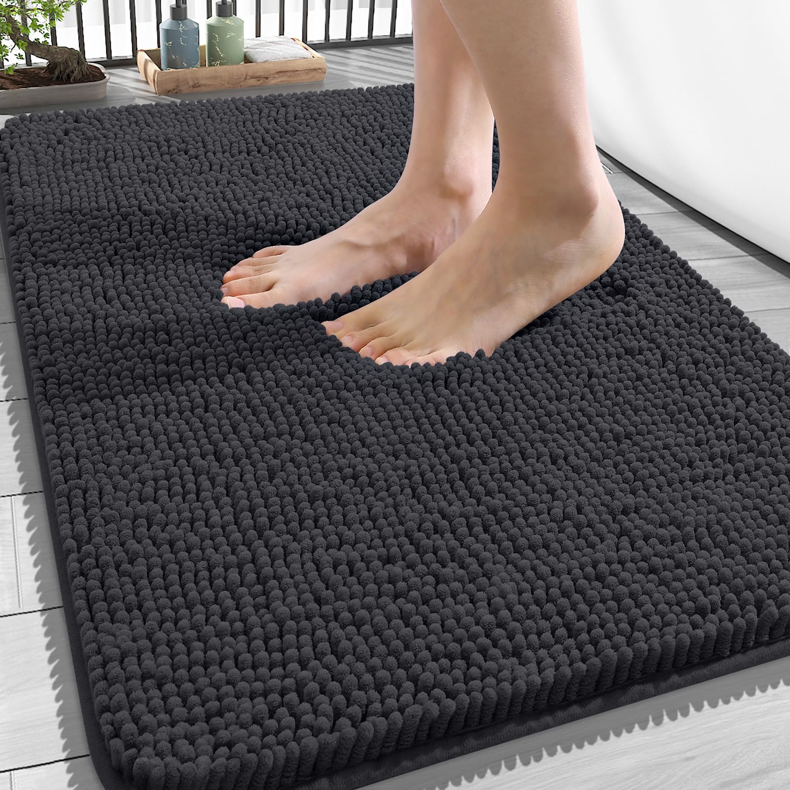 OLANLY Bathroom Rugs 34x21, Extra Soft Absorbent Chenille Bath Rugs, Rubber Backing Quick Dry, Machine Washable Bath Mats for Bathroom Floor, Tub and