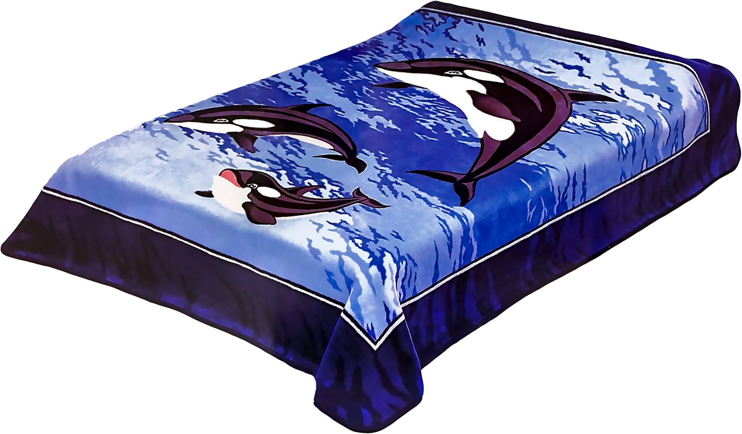 SOLARON Korean Super Thick Mink Blanket Twin Size 63" x 87" 3 Whales BM121
