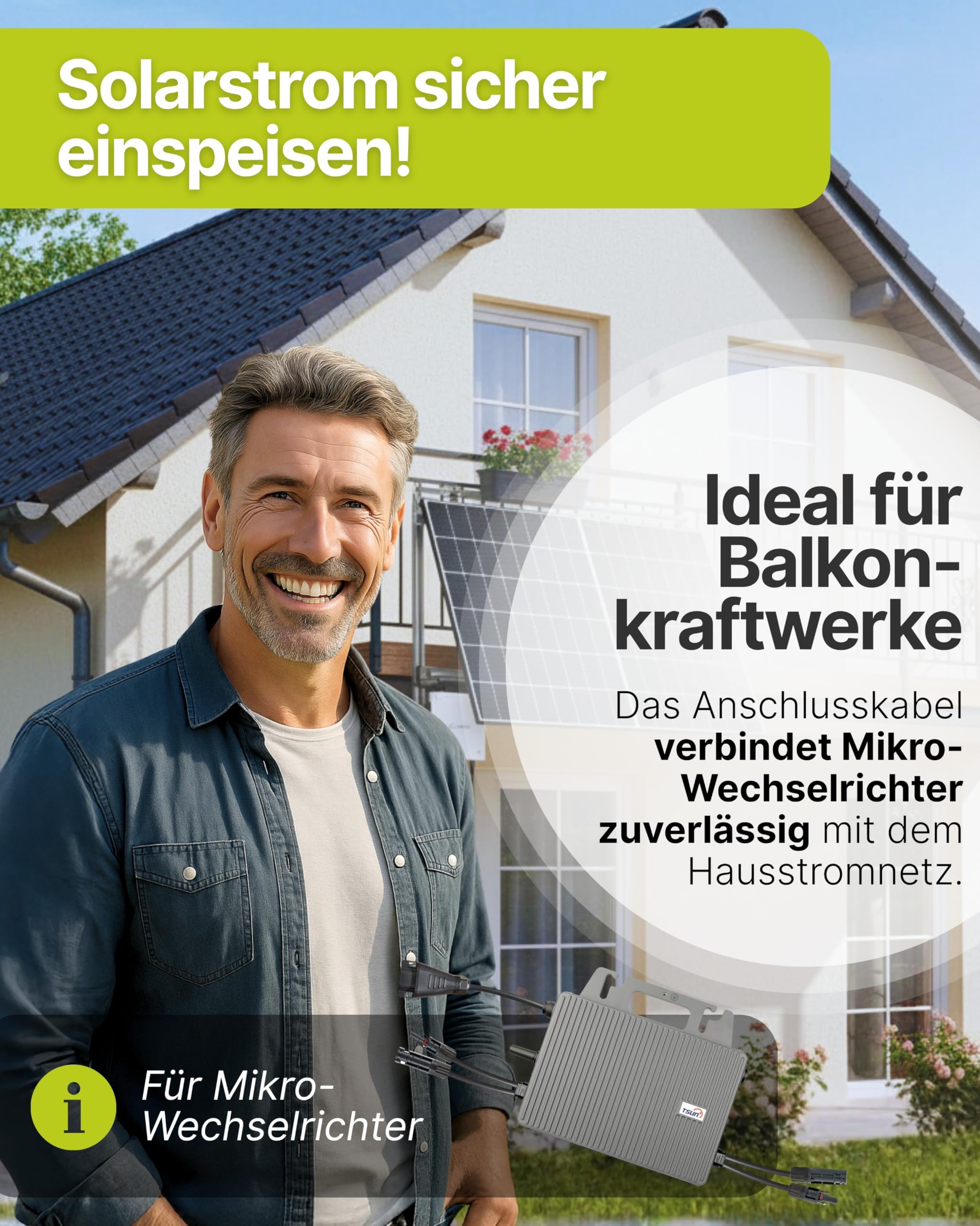 SCHWAIGER Wechselrichter-Anschlusskabel 20m I Solarkabel mit Betteri BC05 Kupplung I Robustes H07RN-F Balkonkraftwerk Anschlusskabel bis 3500 W I Wetterfester Schutzkontaktstecker Typ F I Schwarz