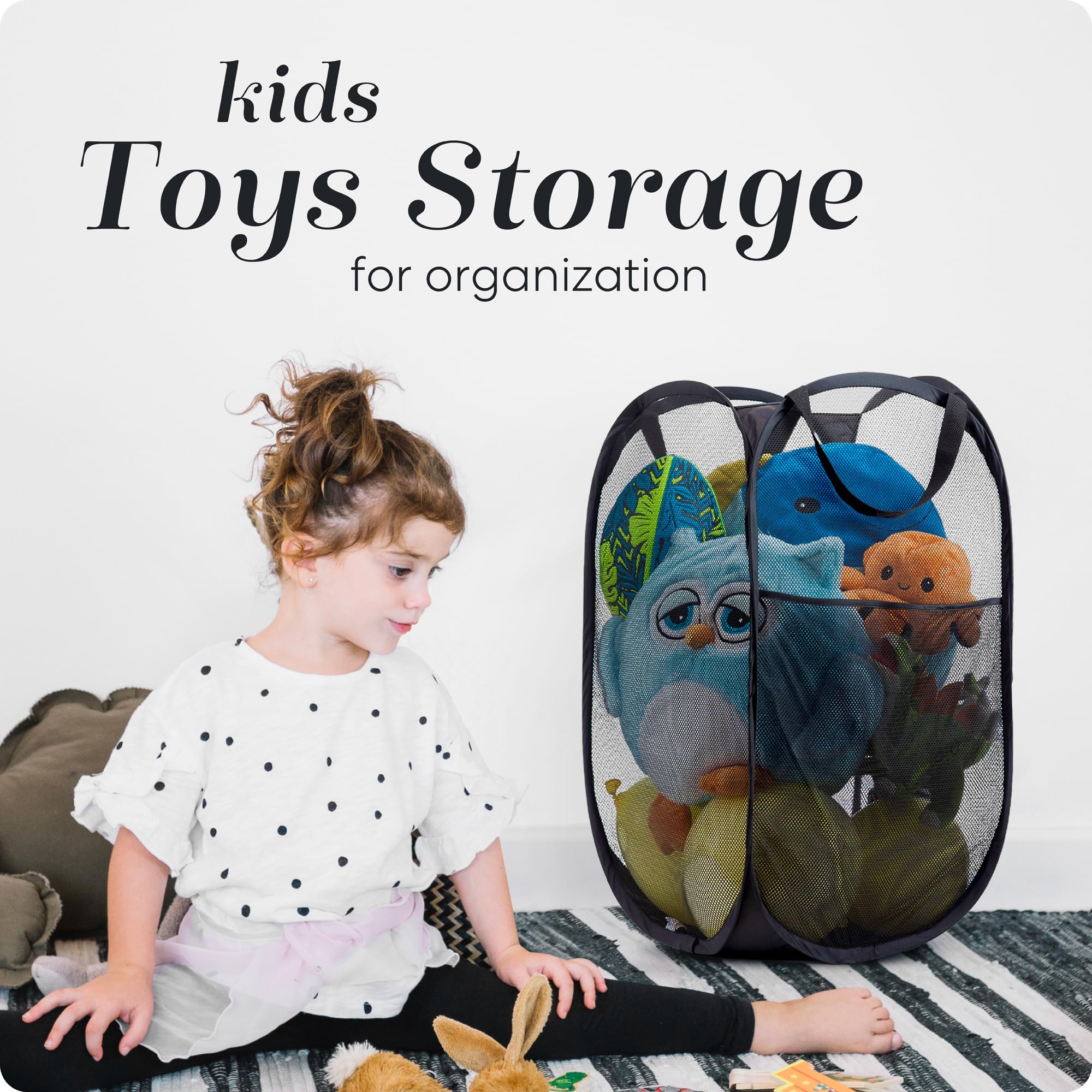 thumbnail image 2 of SOUJOY 4-Pack Pop-Up Laundry Hampers - Collapsible Mesh Baskets With Handles 2 of 11