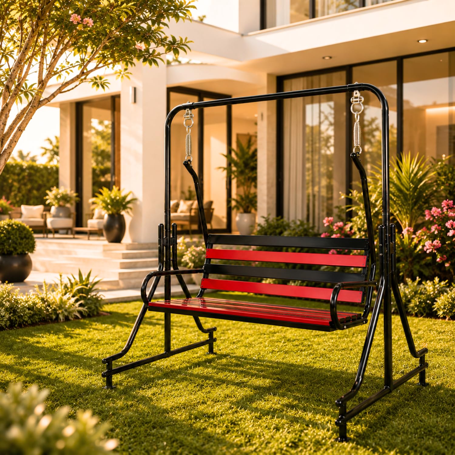 kaushalendra 2-Seater Swing Jhula Indoor/Outdoor - Iron Swing with Stand, 300 Kg Capacity, 116.8 cm-picture-0