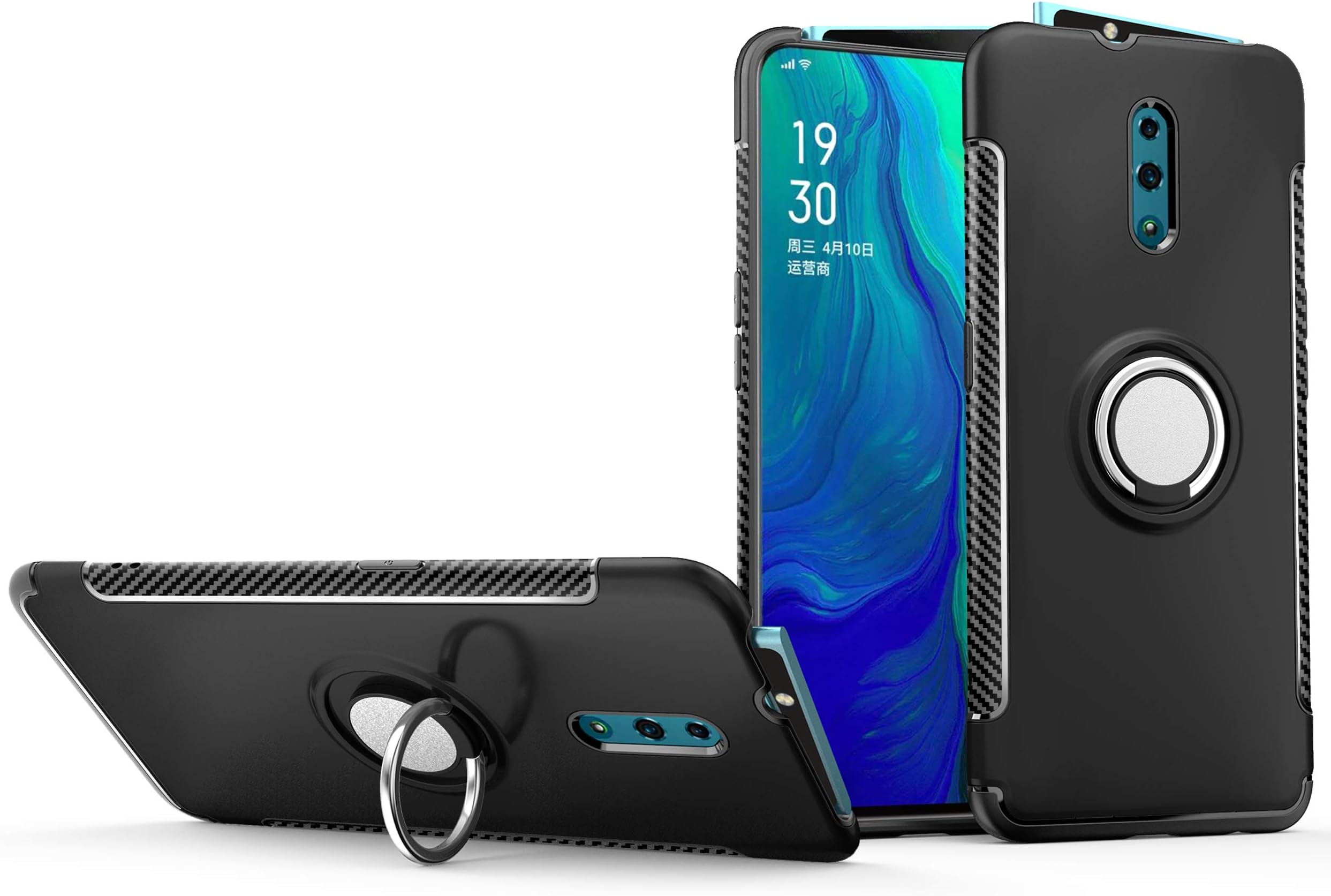 QiongNi Case for Oppo Reno Case Cover,Magnetic car Bracket Protective Case for Oppo Reno CPH1917 Case Cover Black