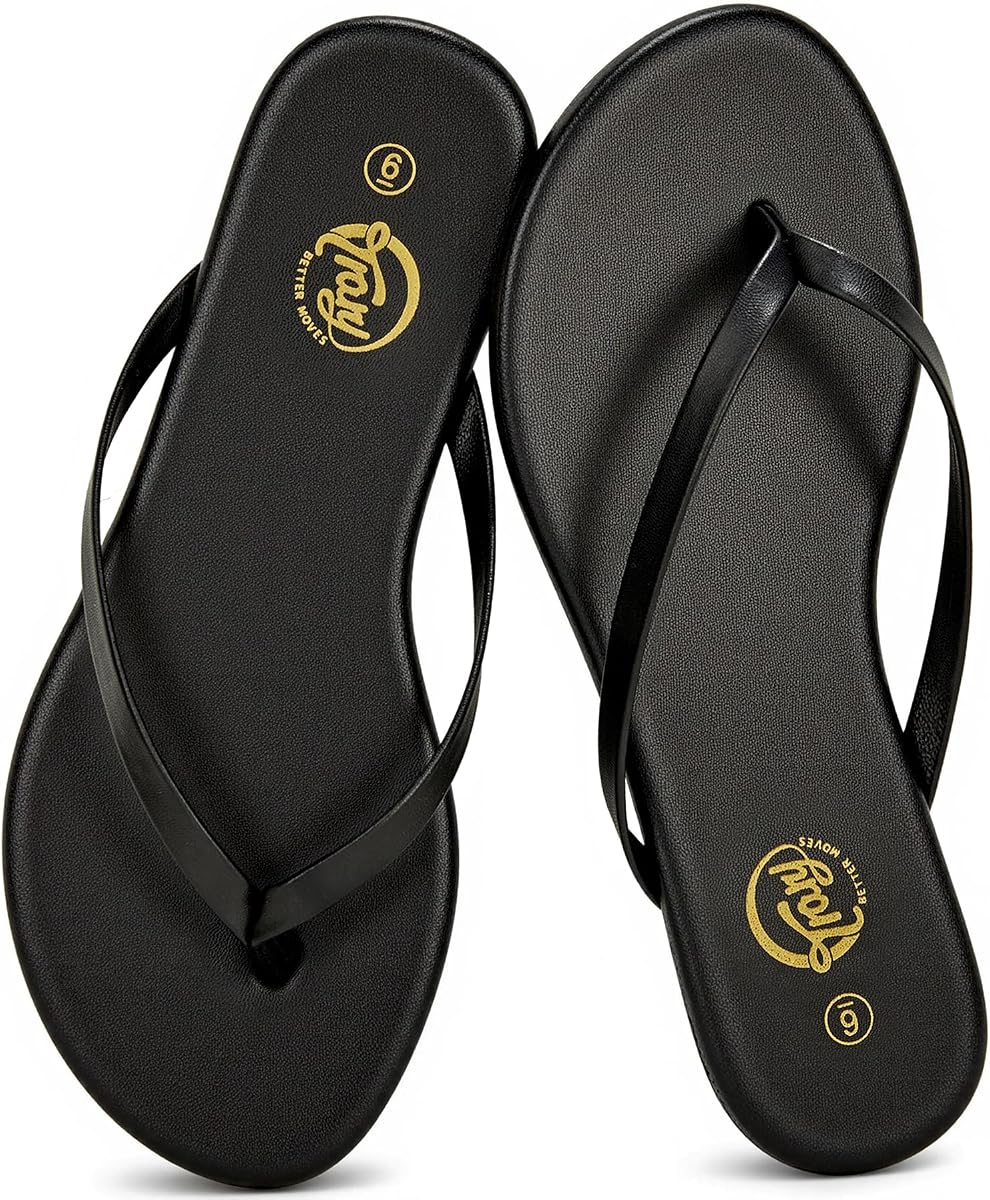 Trary Flip Flops for Women,Comfortable Flat Sandals with Arch Support,Memory Foam Flat Thong Sandals,Dressy Summer Slides for Beach Vacation