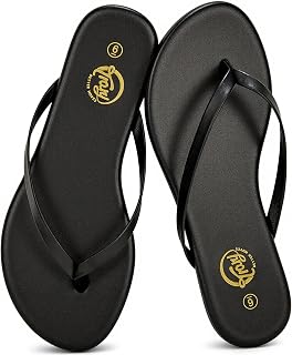 Flip Flops for Women Round Toe Memory Foam Flats Summer Sandals for Women 2025 Vegan Leather Comfortable Womens Sandals Beach Essentials Slides