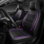 CAR PASS Universel FIT Cuir piquant Car Couverture de siège, pour suvs,Van,Trucks,Airbag Compatible, Trous d'ouverture réservés pour les couvre-tête(6PCS, Noir et violet)