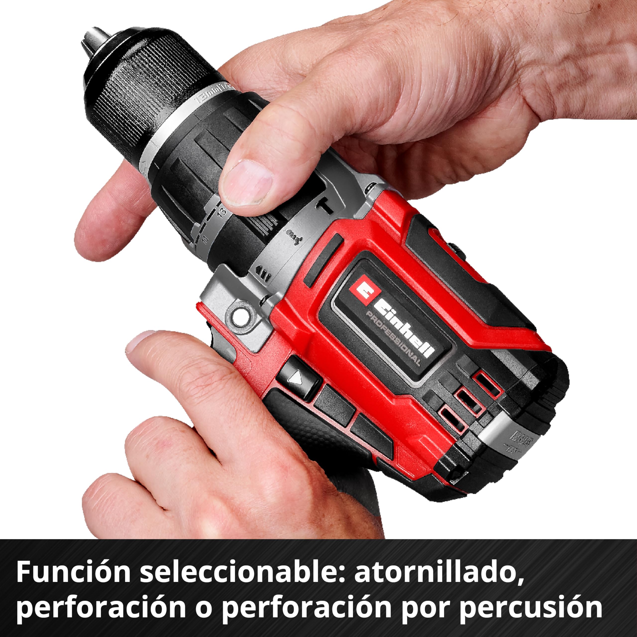 Einhell Professional Taladro percutor con batería TP-CD 18/70 Li-i BL Power X-Change (18 V, sin escobillas, 70 Nm, función de perforación por percusión 2x 2,0 Ah, cargador, E-Case)