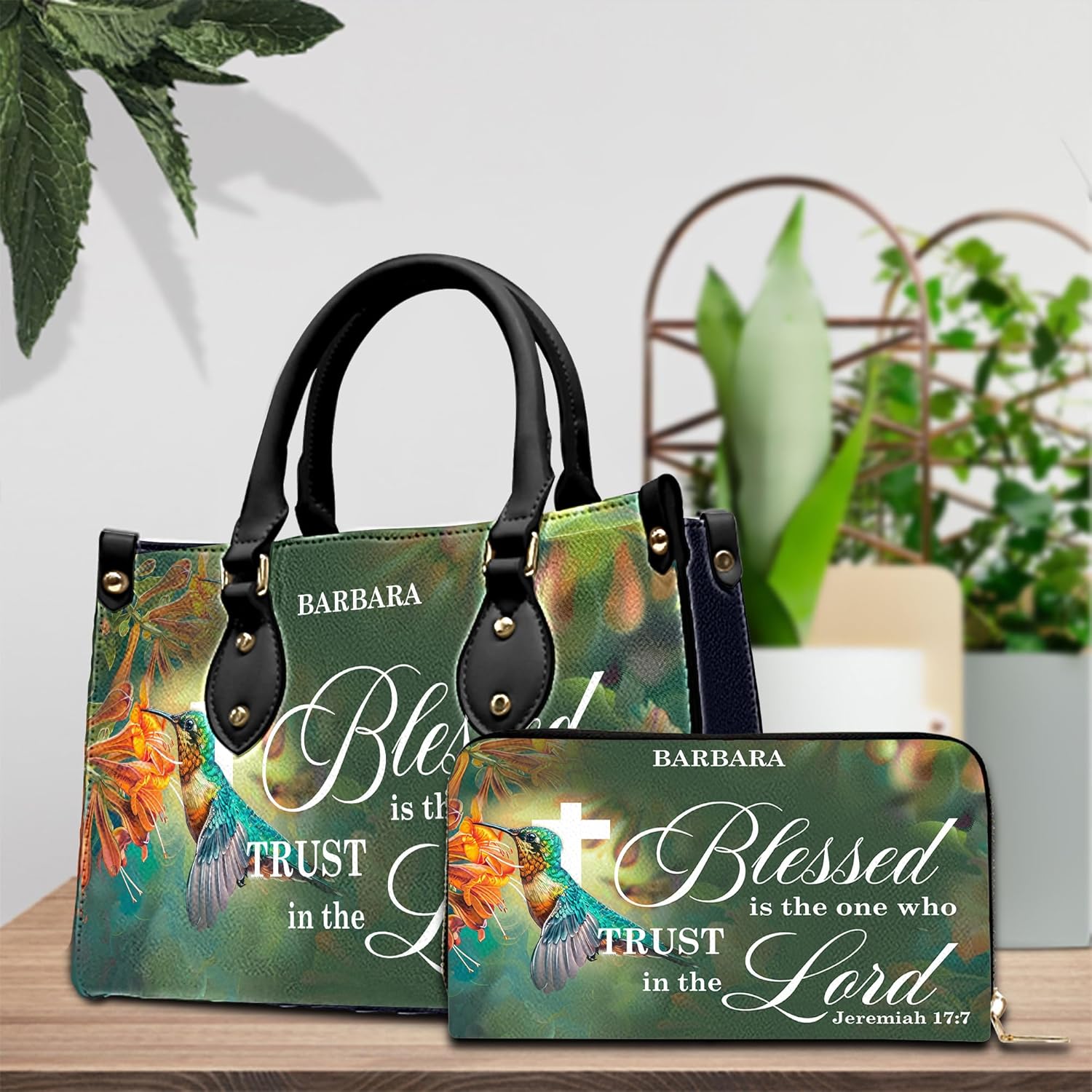 Personalized Christian Leather Handbag, Jesus Christian Tote Bag, Bible Purse, Religious Bags Gift for Mom, Women - Image 3