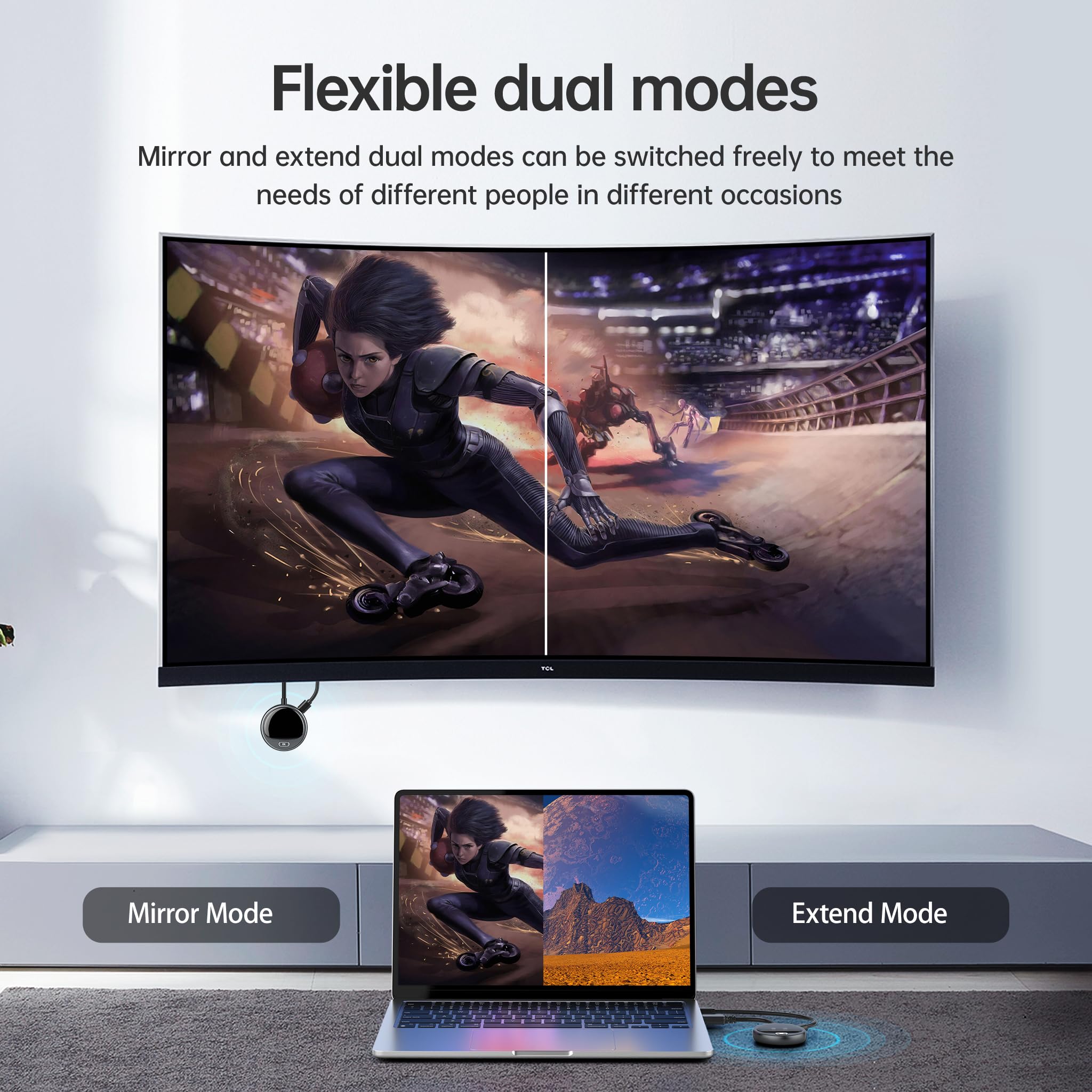 Bezprzewodowy nadajnik HDMI 4K z inteligentnym ekranem, bezprzewodowy nadajnik HDMI 1080P do 60 Hz. Transmisja wideo 2,4/5G z komputera, obudowy do telewizora, monitora lub projektora - 165FT/50M