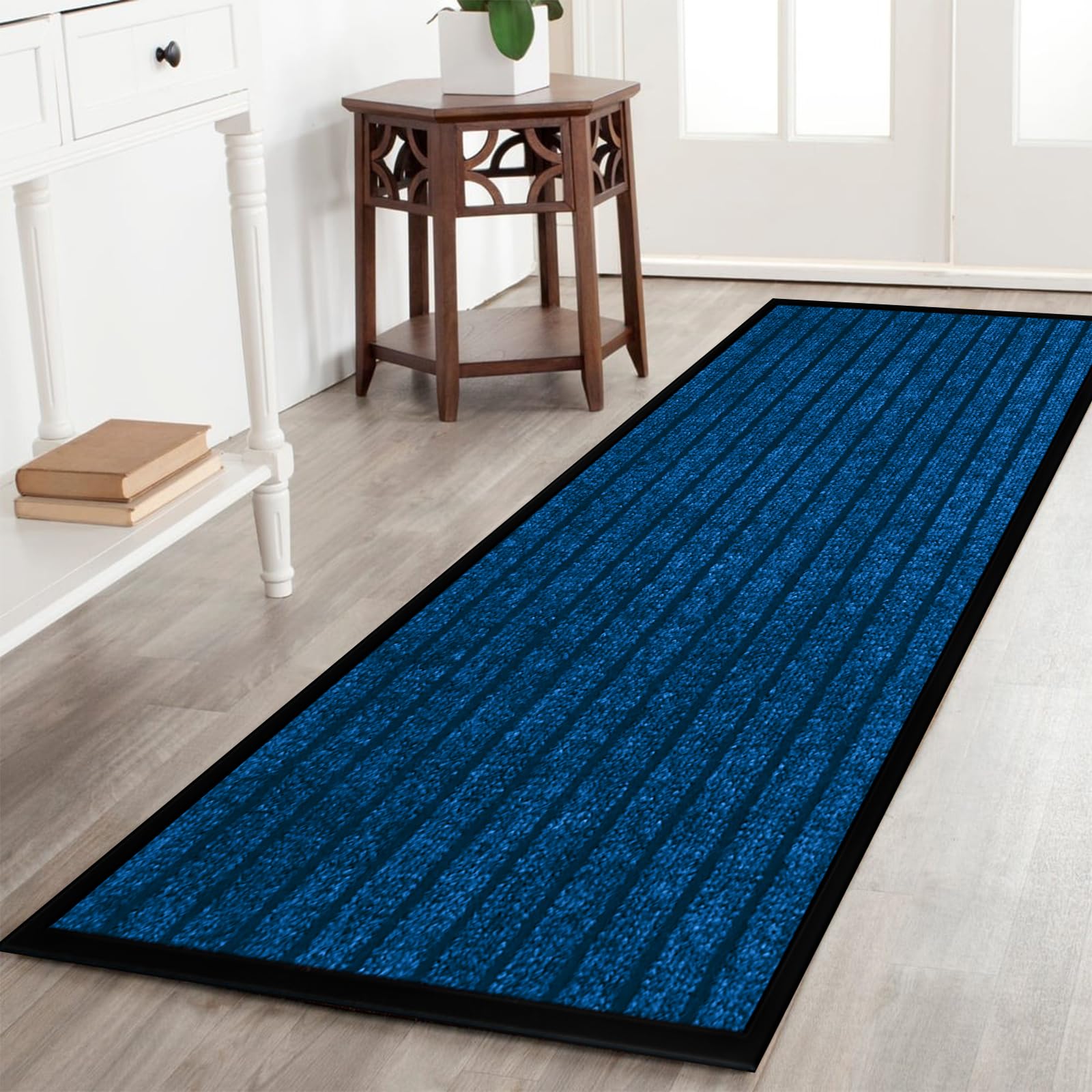 AMEHA Door Mat 80x300cm, Blue - Door Mats Outdoor & Indoor Non Slip Washable Rug Dirt Trapper Heavy Duty Rubber Floor Mat Entrance Rug Super Absorbent Front Doormats — image 1