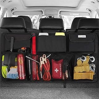 COOFULL Car Boot Organiser, Multi Storage Bag for Car with Mesh Pockets, Boot Bag, Black